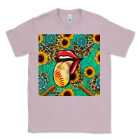 Lilac softball lips sunflowers and gemstones seamless pattern Classic Tee - BundleAndBundleShop