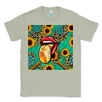 Matcha softball lips sunflowers and gemstones seamless pattern Classic Tee - BundleAndBundleShop