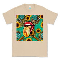 Mushroom softball lips sunflowers and gemstones seamless pattern Classic Tee - BundleAndBundleShop