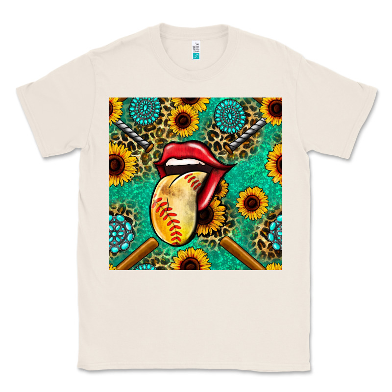 Softball Lips Sunflowers And Gemstones Seamless Pattern Classic Tee by BundleAndBundleShop | Teevron