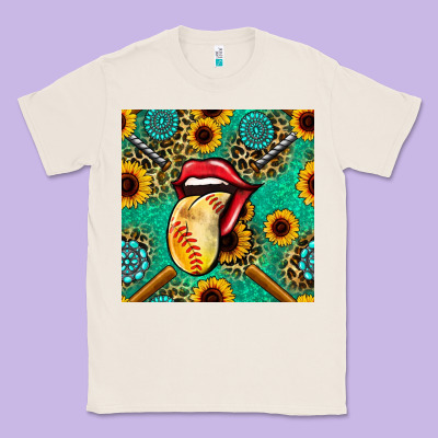 Softball Lips Sunflowers And Gemstones Seamless Pattern Classic Tee Designed By Bundleandbundleshop