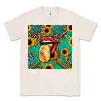 Natural softball lips sunflowers and gemstones seamless pattern Classic Tee - BundleAndBundleShop