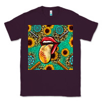 Plum softball lips sunflowers and gemstones seamless pattern Classic Tee - BundleAndBundleShop