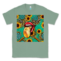 Sage softball lips sunflowers and gemstones seamless pattern Classic Tee - BundleAndBundleShop