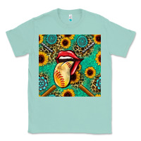 Seafoam softball lips sunflowers and gemstones seamless pattern Classic Tee - BundleAndBundleShop