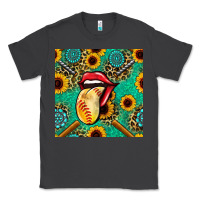 Smoke softball lips sunflowers and gemstones seamless pattern Classic Tee - BundleAndBundleShop