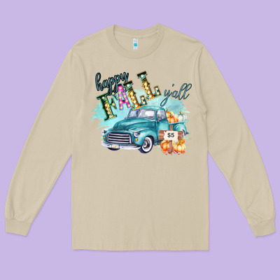 Happy Fall Yall Pumpkin Truck Shirt Long Sleeve Tee Designed By Bettercallsaul