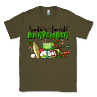 Army Green Santa's Favorite Bartender Classic Tee - LillyAllenDesigns