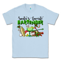 Dusty Blue Santa's Favorite Bartender Classic Tee - LillyAllenDesigns