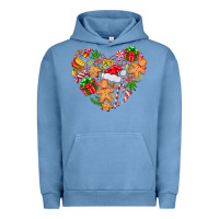 Pigment Pebble Blue love Christmas  heart Urban Hoodie - CowhideDigitalArt