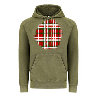 Vintage Olive Christmas Tartan Patch Vintage Hoodie - BundleAndBundleShop