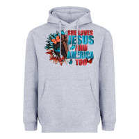 Heather Grey She love Jesus and America too Heavyweight Hoodie - FaDigitalArtStudio