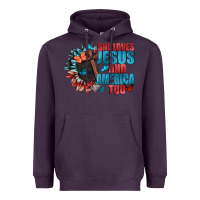 Plum She love Jesus and America too Heavyweight Hoodie - FaDigitalArtStudio