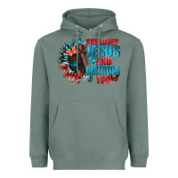 Sage She love Jesus and America too Heavyweight Hoodie - FaDigitalArtStudio