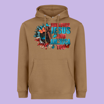 She Love Jesus And America Too Heavyweight Hoodie Designed By Fadigitalartstudio