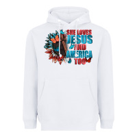 White She love Jesus and America too Heavyweight Hoodie - FaDigitalArtStudio