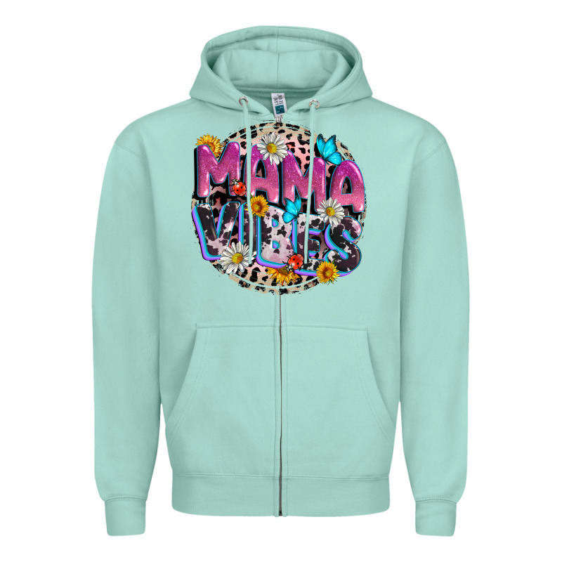 Mama Vibes Mother's Day Zipper Hoodie by CowGirlArtShop | Teevron