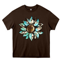 Chocolate Brown sunflower Heavy Core Tee - BarkalooDesign