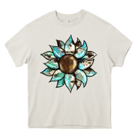 Cream sunflower Heavy Core Tee - BarkalooDesign