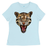 Baby Blue ocelot head Ladies Tee - LillyAllenDesigns