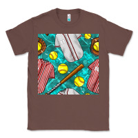 Chestnut softball uniform glove and bat with field seamless pattern Classic Tee - BundleAndBundleShop