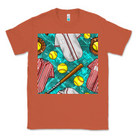 Copper softball uniform glove and bat with field seamless pattern Classic Tee - BundleAndBundleShop