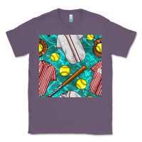Lavender softball uniform glove and bat with field seamless pattern Classic Tee - BundleAndBundleShop