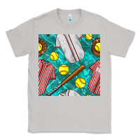 Moon Dust softball uniform glove and bat with field seamless pattern Classic Tee - BundleAndBundleShop