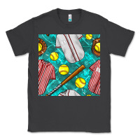 Smoke softball uniform glove and bat with field seamless pattern Classic Tee - BundleAndBundleShop