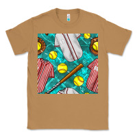 Toasted Coconut softball uniform glove and bat with field seamless pattern Classic Tee - BundleAndBundleShop
