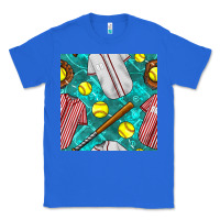 True Royal softball uniform glove and bat with field seamless pattern Classic Tee - BundleAndBundleShop