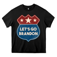 Black Let's Go Brandon Shield Patch Heavy Core Tee - Jasminsmagicworld