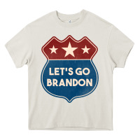 Cream Let's Go Brandon Shield Patch Heavy Core Tee - Jasminsmagicworld