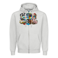 Dove Grey Autism truck with farm animals Zipper Hoodie - CowGirlArtShop