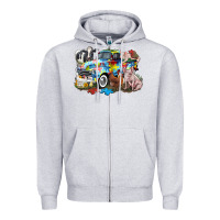Heather Grey Autism truck with farm animals Zipper Hoodie - CowGirlArtShop
