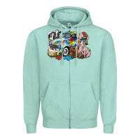 Seafoam Autism truck with farm animals Zipper Hoodie - CowGirlArtShop
