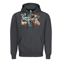 Smoke Autism truck with farm animals Zipper Hoodie - CowGirlArtShop