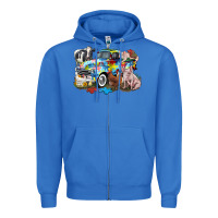 True Royal Autism truck with farm animals Zipper Hoodie - CowGirlArtShop