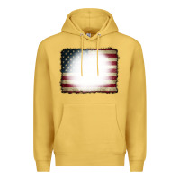 Antique Gold American Flag Bleach Effect Premium Hoodie - CowCowDesign