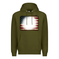Army Green American Flag Bleach Effect Premium Hoodie - CowCowDesign