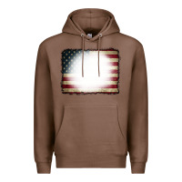 Chestnut American Flag Bleach Effect Premium Hoodie - CowCowDesign