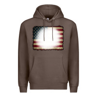 Coffee American Flag Bleach Effect Premium Hoodie - CowCowDesign