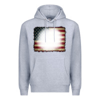 Heather Grey American Flag Bleach Effect Premium Hoodie - CowCowDesign