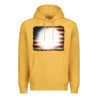 Mustard American Flag Bleach Effect Premium Hoodie - CowCowDesign