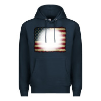 Navy American Flag Bleach Effect Premium Hoodie - CowCowDesign