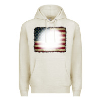 Oatmeal Heather American Flag Bleach Effect Premium Hoodie - CowCowDesign