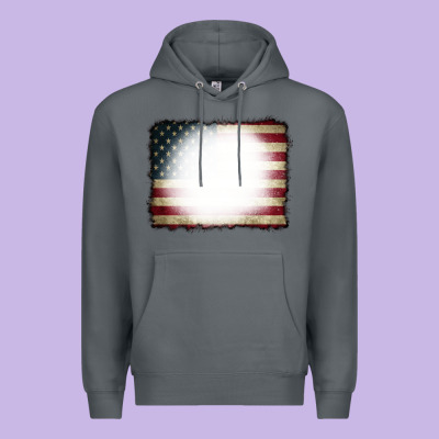 American Flag Bleach Effect Premium Hoodie Designed By Cowcowdesign