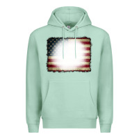 Seafoam American Flag Bleach Effect Premium Hoodie - CowCowDesign