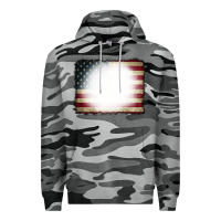 Slate Camo American Flag Bleach Effect Premium Hoodie - CowCowDesign