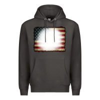 Smoke American Flag Bleach Effect Premium Hoodie - CowCowDesign